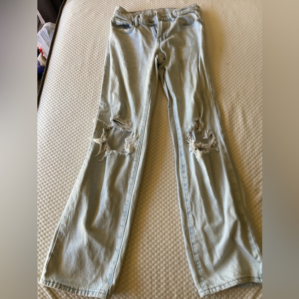 PacSun Light Blue Distressed Straight Leg Jeans